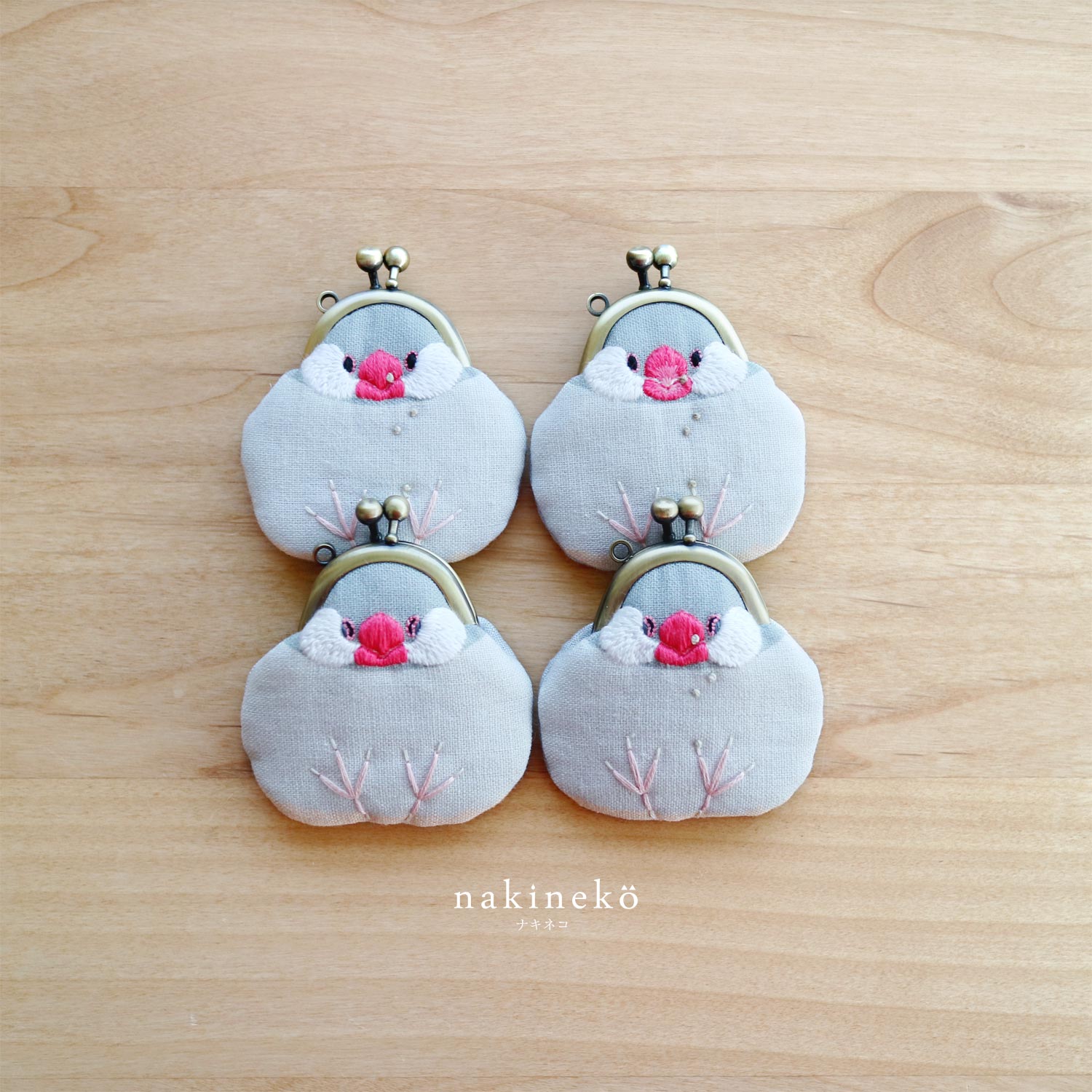 文鳥の豆がま口 桜文鳥 nakineko 文鳥 がま口 ハンドメイド ヴォーグ学園